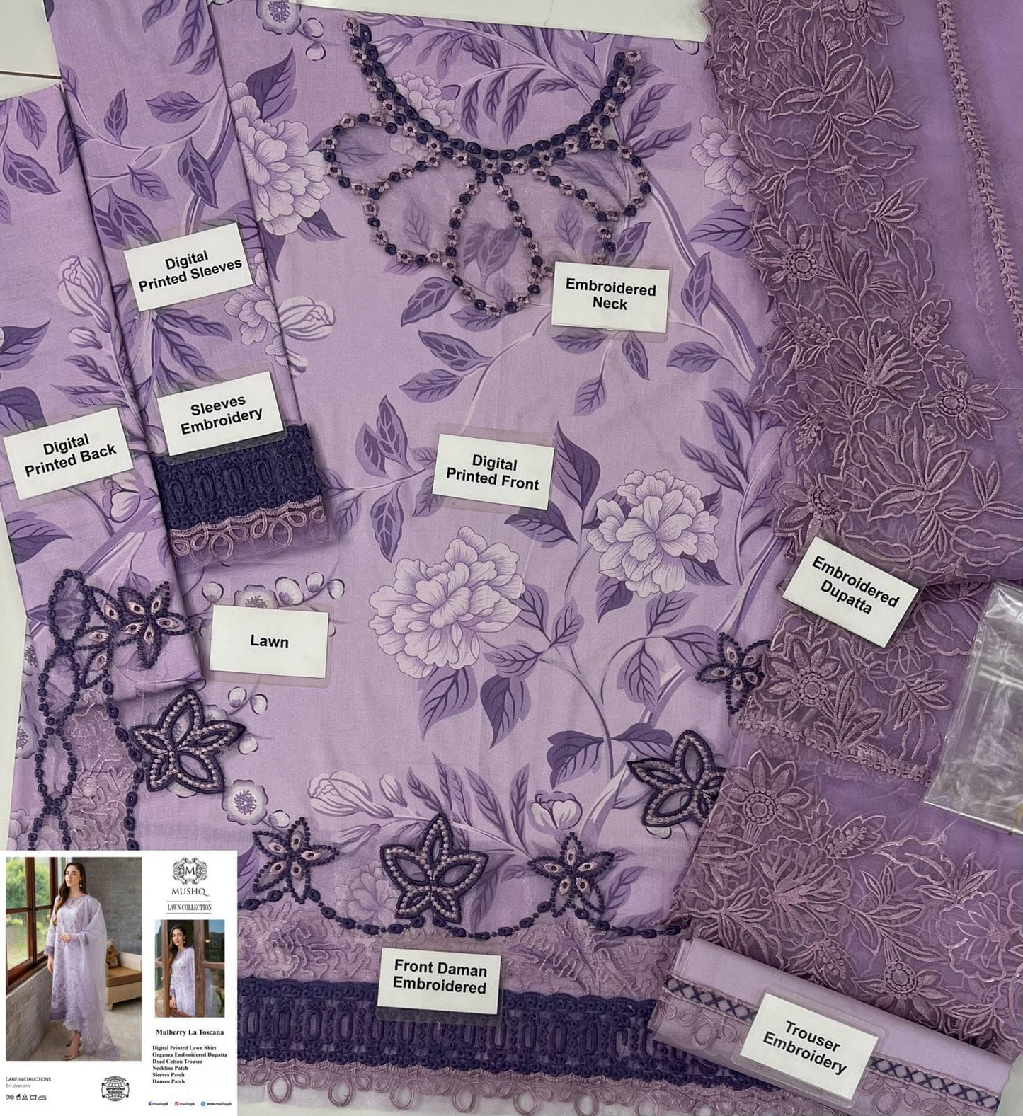 Mushq Mulberry La Toscana Lilac Embroidered Lawn 3-Piece Suit – Luxury Summer Collection