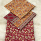 Bin Saeed Unstitched 3-Piece Lawn Suit – Maroon & Mustard Floral Print with Traditional Borders