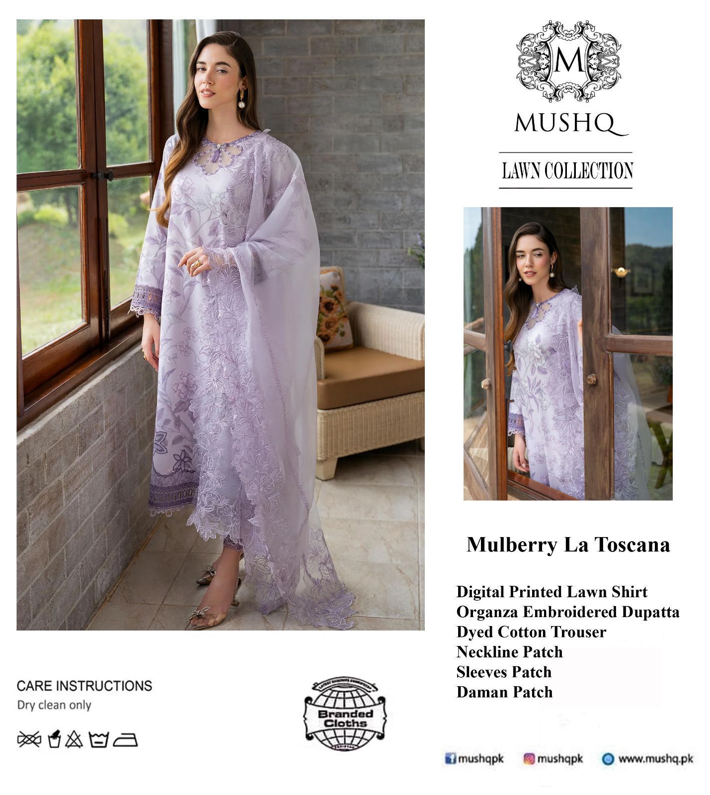 Mushq Mulberry La Toscana Lilac Embroidered Lawn 3-Piece Suit – Luxury Summer Collection