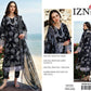 Asifa & Nabeel Floral Navy Blue Digital Printed Lawn 3 Piece Unstitched Suit – Embroidered Organza Patches