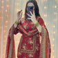 Elegant Red Floral Printed Lawn Suit with Chiffon Dupatta – Traditional Pakistani Women's Outfit